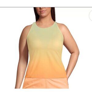 Lands' End Swim Tankini Size 18 High Neck Strappy Back Yellow Ombré NWT